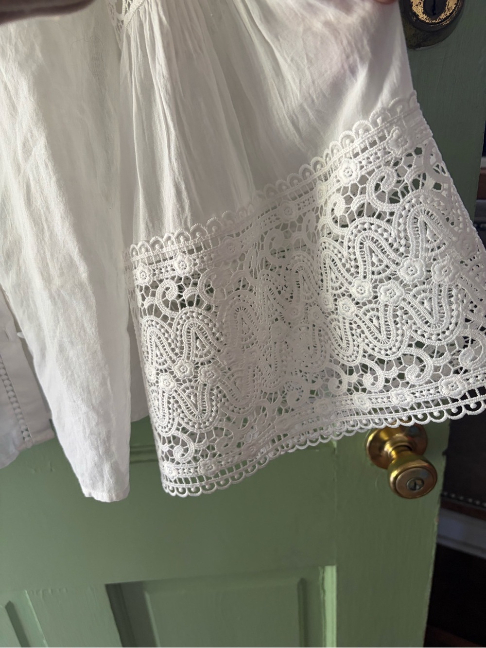 BOSTON PROPER LACE FLARE SLEEVE RUFFLE TOP LINED SZ 4 - Picture 7 of 9